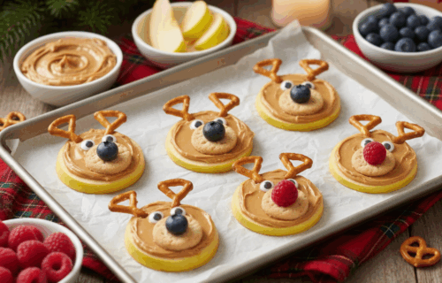 Renos navideños hechos con fruta para compartir en familia