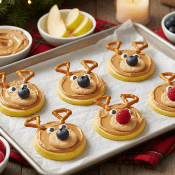 Renos navideños hechos con fruta para compartir en familia